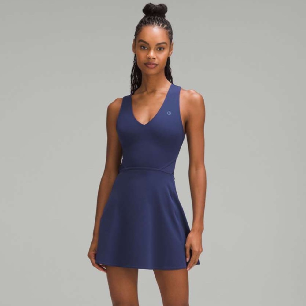 Lululemon V-Neck Racerback Tennis Dress (Size 4) in Night Sea